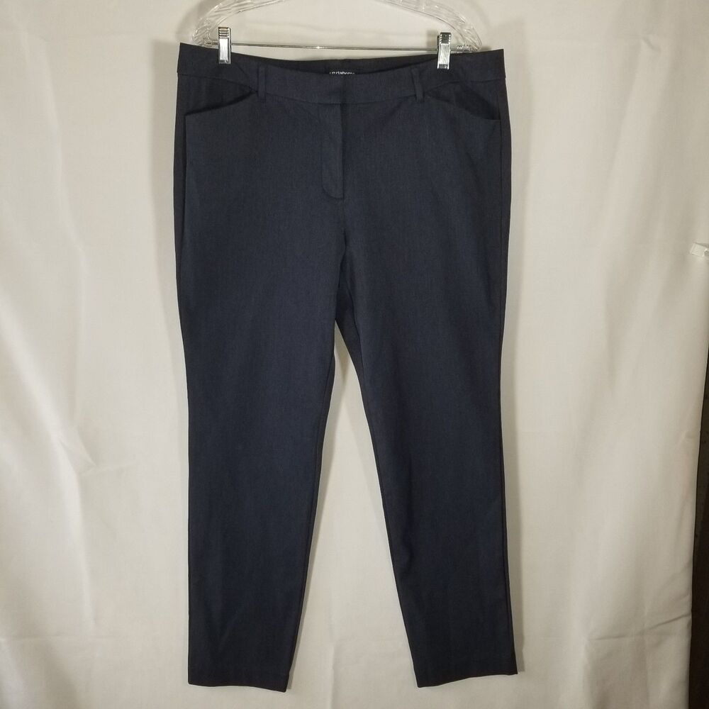 Liz Claiborne Career Emma Classic Ankle Dress Pants 16 Navy Blue Stretch Midrise